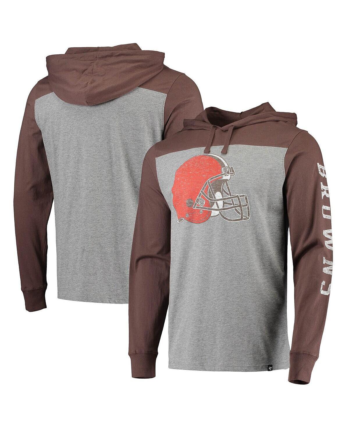 

Мужская футболка с капюшоном с длинным рукавом cleveland browns franklin wooster в меланжевом сером, коричневом цвете '47 Brand, мульти