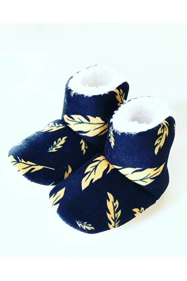 Детские тапочки для новорожденных с принтом Miracle, Navy Blue Leaves