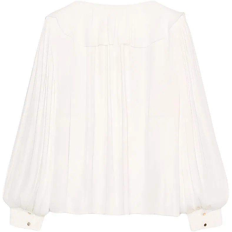 Женская рубашка с V-образным вырезом Raw White ZARA — фото 3