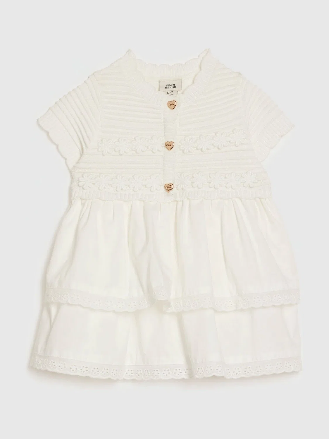 Платье трикотажное с вышивкой River Island, Белый