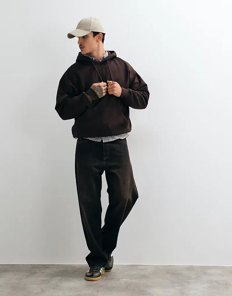 Свободная толстовка Adidas Originals темно-коричневый — фото 3