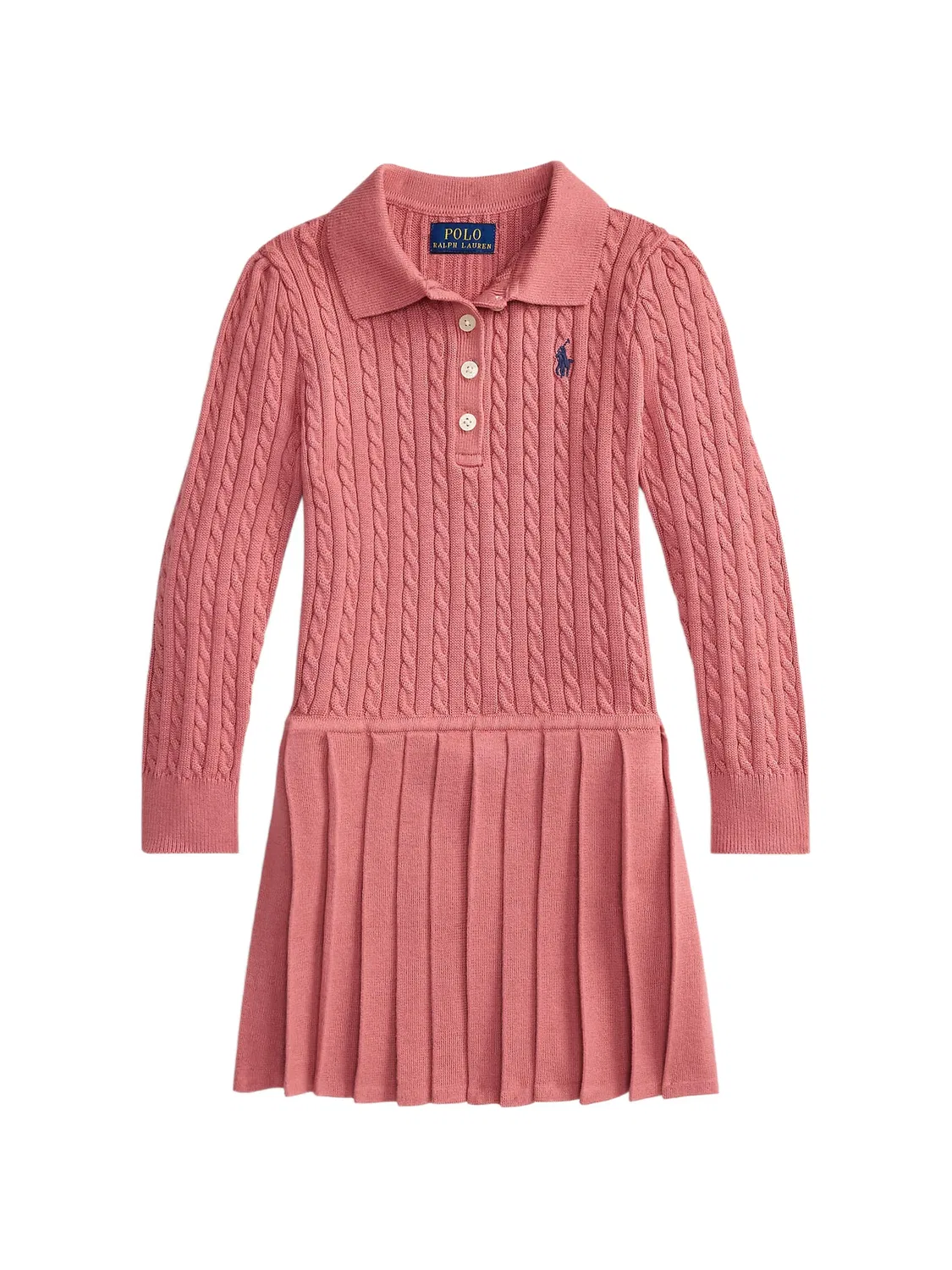 Вязаное платье с плиссированной юбкой, розовое Polo Ralph Lauren, розовый