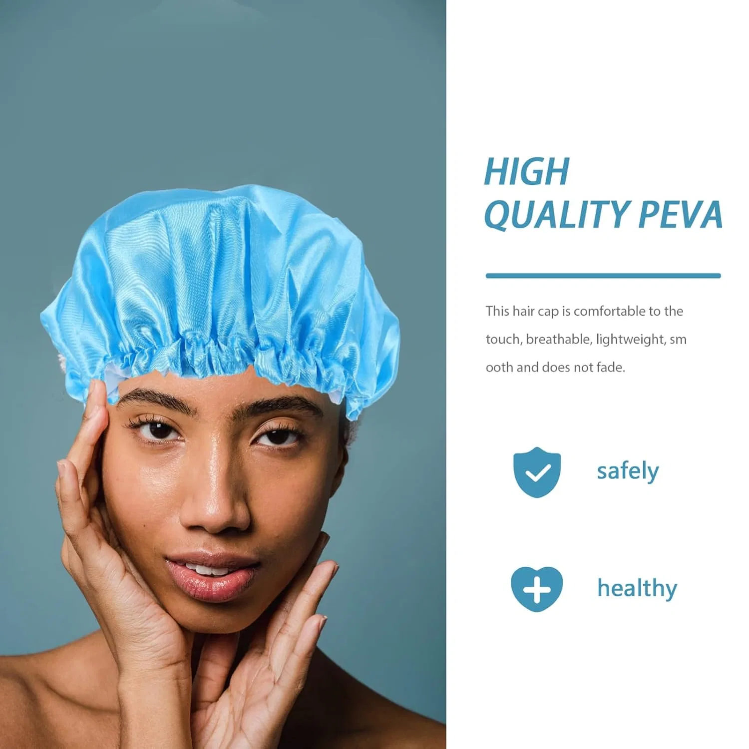 Набор шапочек для душа 12 шт, двуслойные, EVA и сатин, Healvian, 32x32 см, мультиколор — фото 3