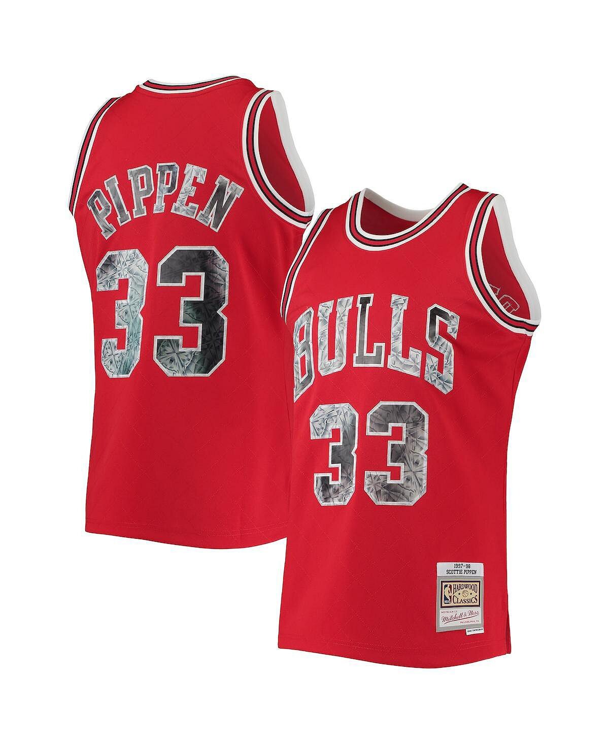 

Мужская футболка scottie pippen red chicago bulls 1997-98 hardwood classics 75th anniversary diamond swingman jersey Mitchell & Ness, красный