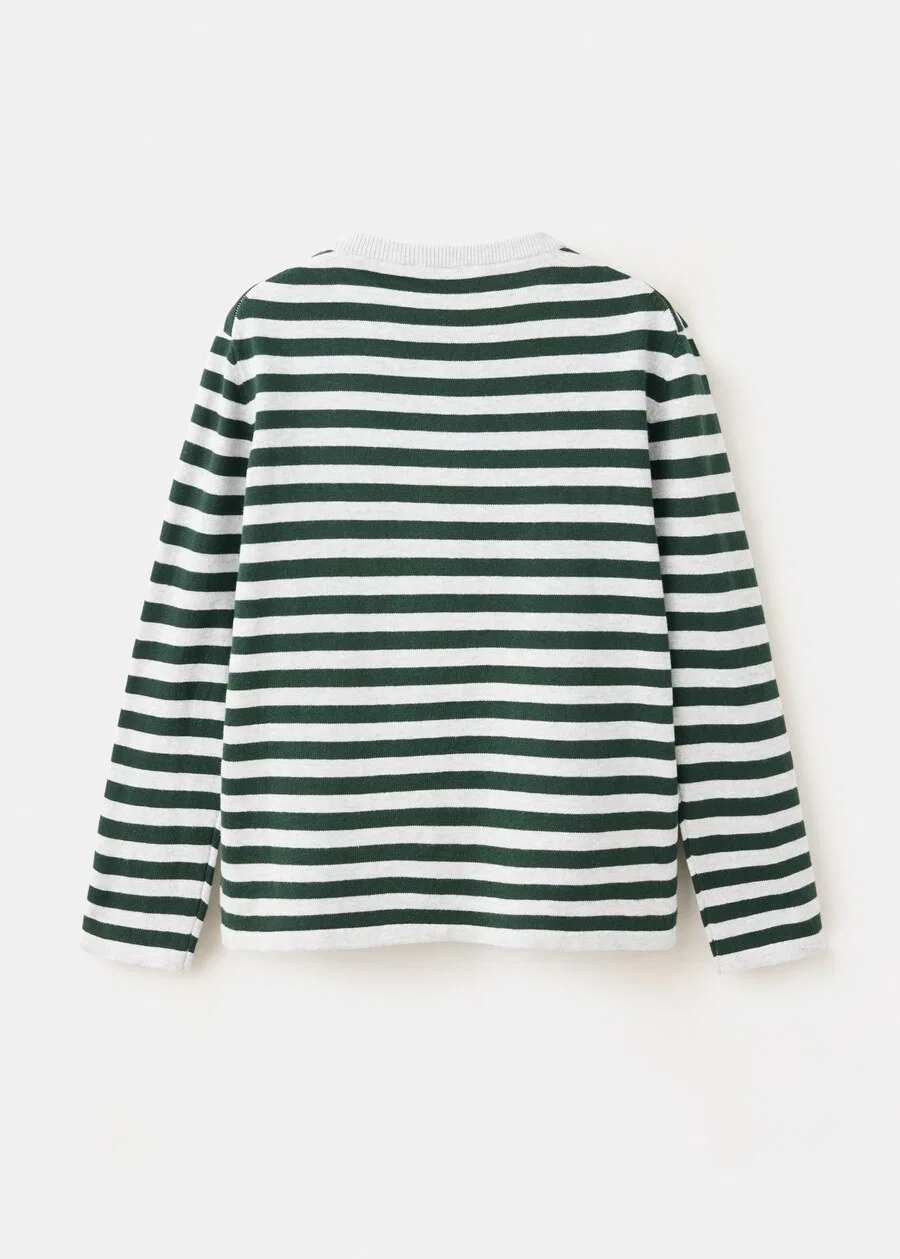 Детский свитер MANGO KIDS 'WALLY' темно-зеленого и белого цвета — фото 3