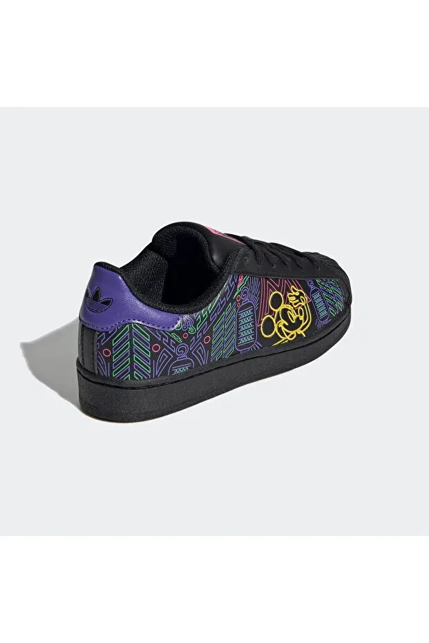 Детские кроссовки для девочек с принтом Superstar C Black Kids Sneakers IF1270 Adidas, Purple Black — фото 4