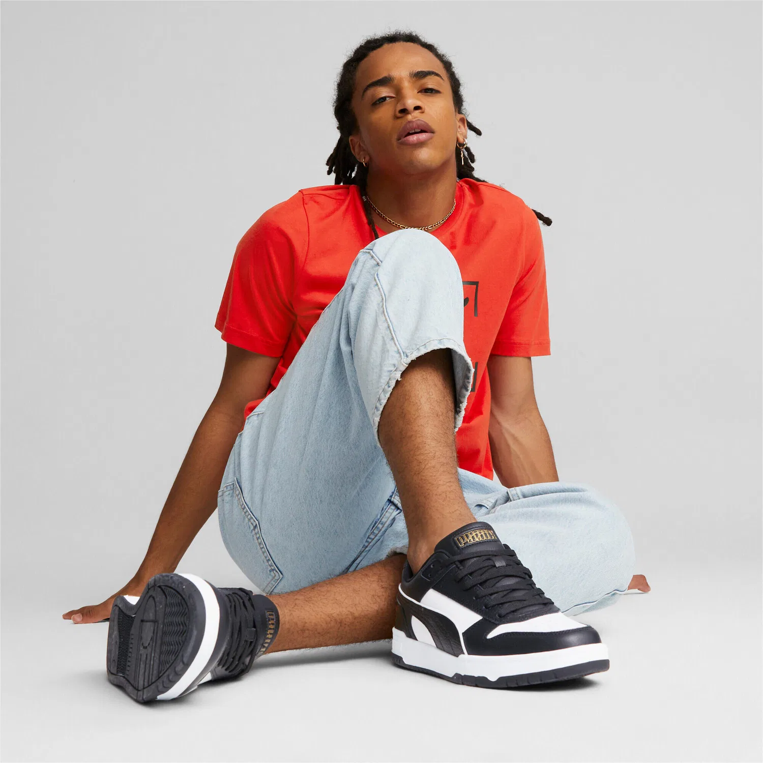 Детские кроссовки с высоким верхом Puma RBD Game Low, Color Schwarz Weiss Gold — фото 4