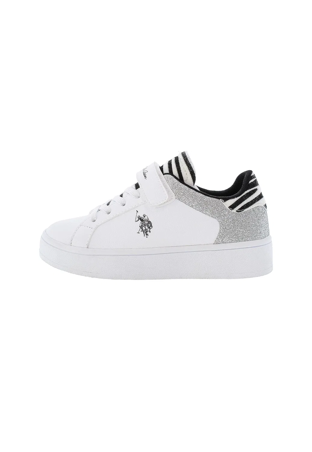 Детские кроссовки для мальчиков на шнурках и липучках Brygit001k/Cy1 U.S. POLO ASSN., White Silver