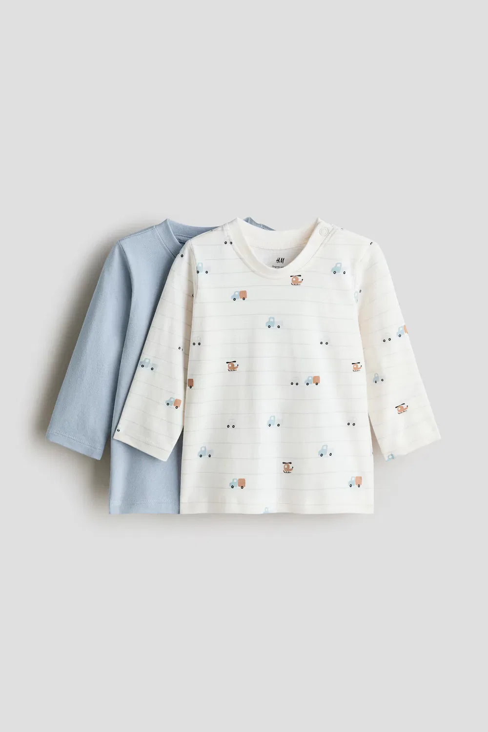 Комплект из 2 рубашек с длинными рукавами H&M, Hellblau/Fahrzeuge
