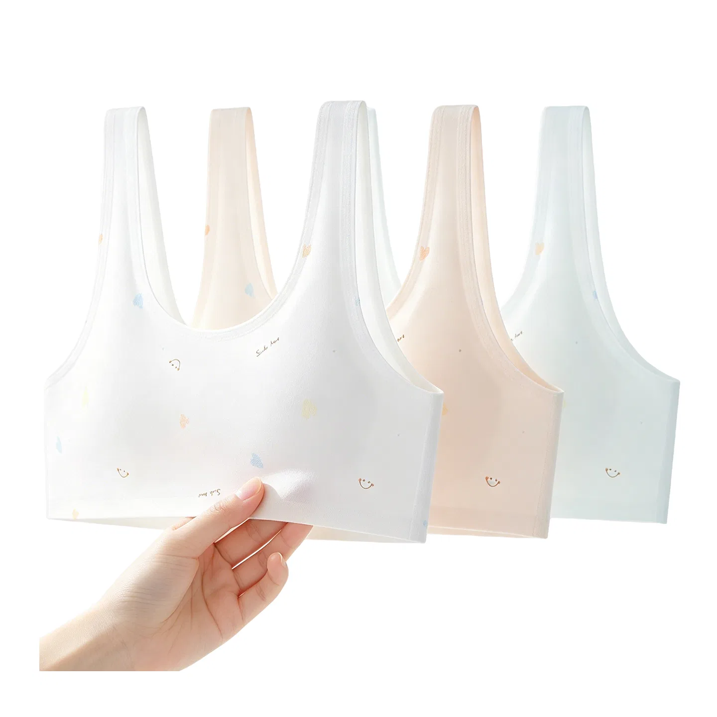 Детский тренировочный бюстгальтер без косточек Red bean, White + Light Blue — фото 3