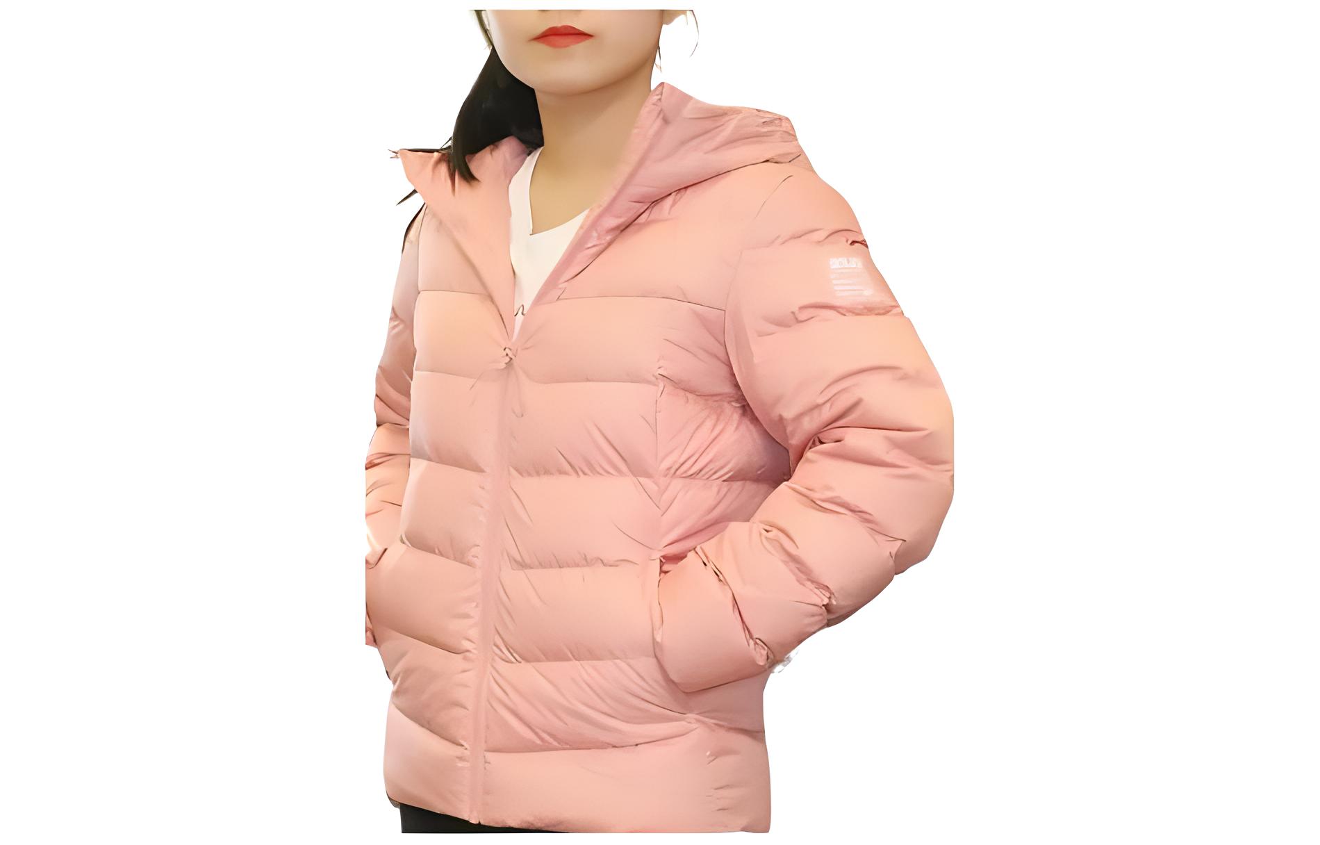 

ANTA Сплошной цвет утолщенная пуховая куртка с капюшоном для женщин розовая