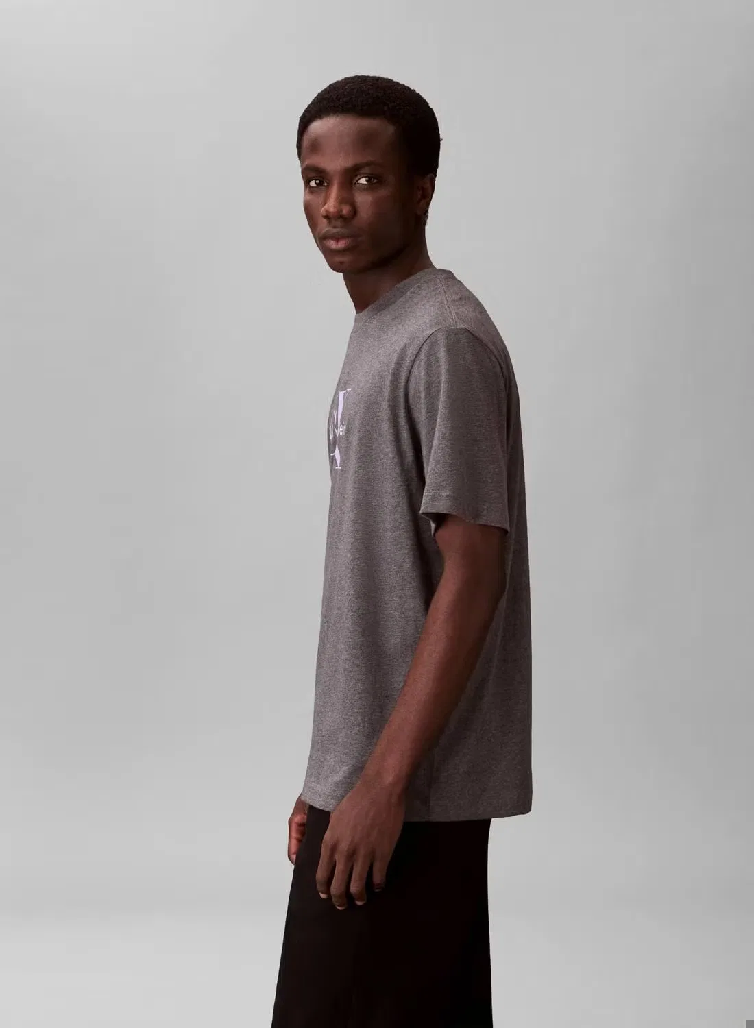 Футболка с принтом Monogram Calvin Klein, серая — фото 4