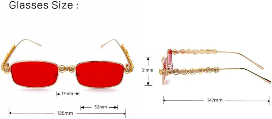 

Женские солнцезащитные очки без оправы, прямоугольные, в стиле стимпанк, с кристаллами, винтажные, со стразами, защита от ультрафиолета UV400 generic, B1