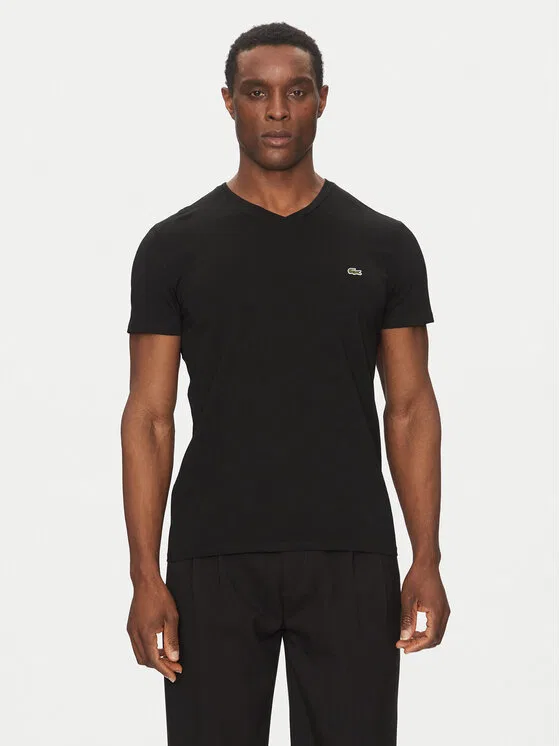 Футболка Lacoste Regular Fit, мужская, V-образный вырез, хлопок, черный
