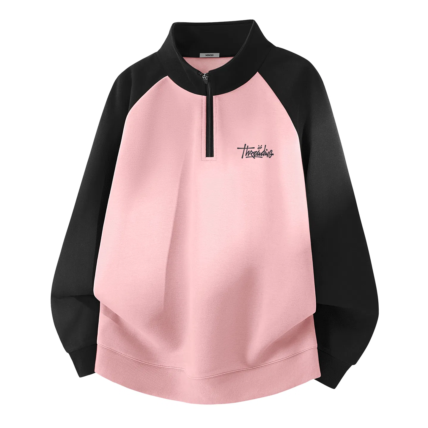 Детское худи свободного кроя с полуоткрытым воротом MINISO, Heavyweight Bold Pink