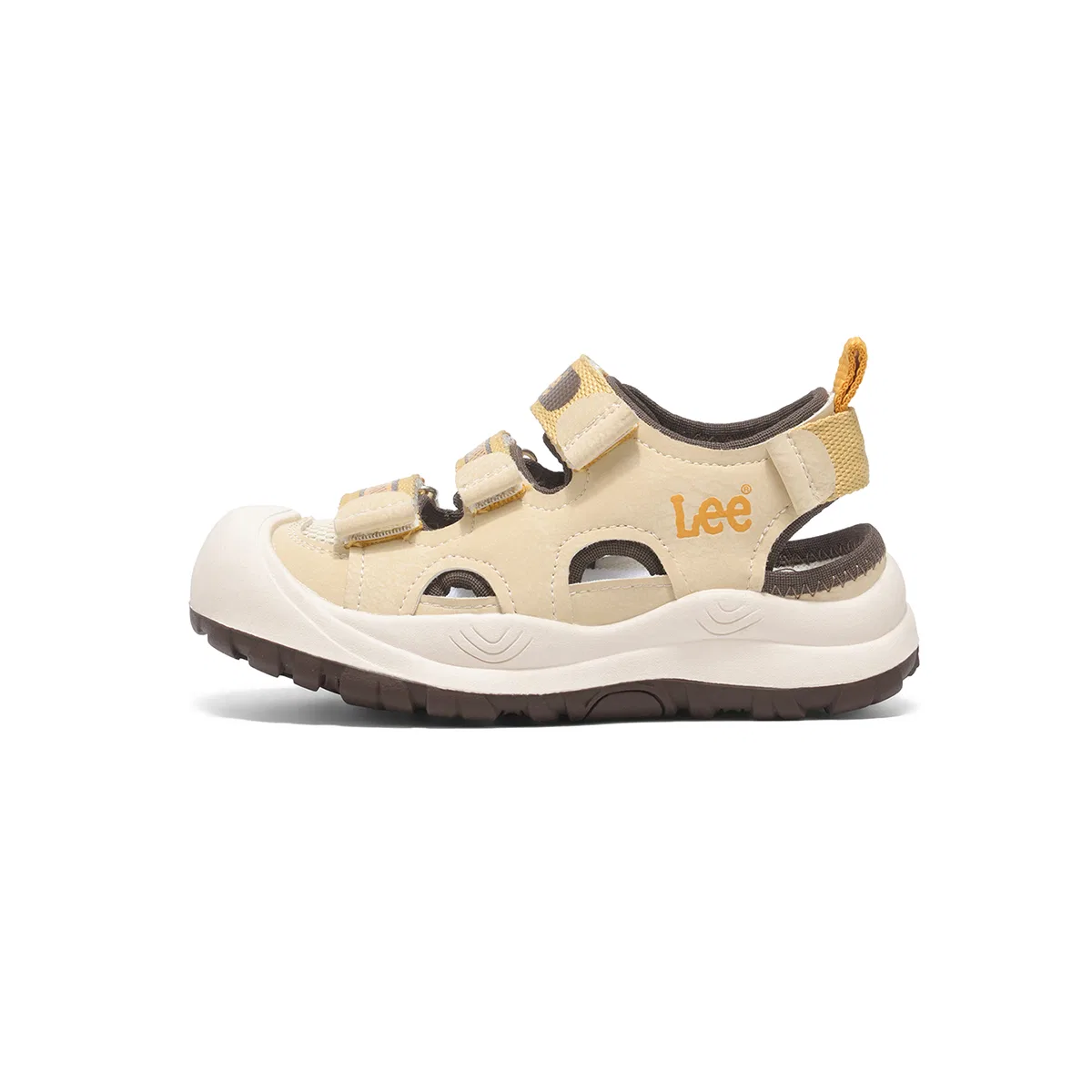 Детские сандалии с закрытым носком нескользящие Lee, Beige Yellow Brown