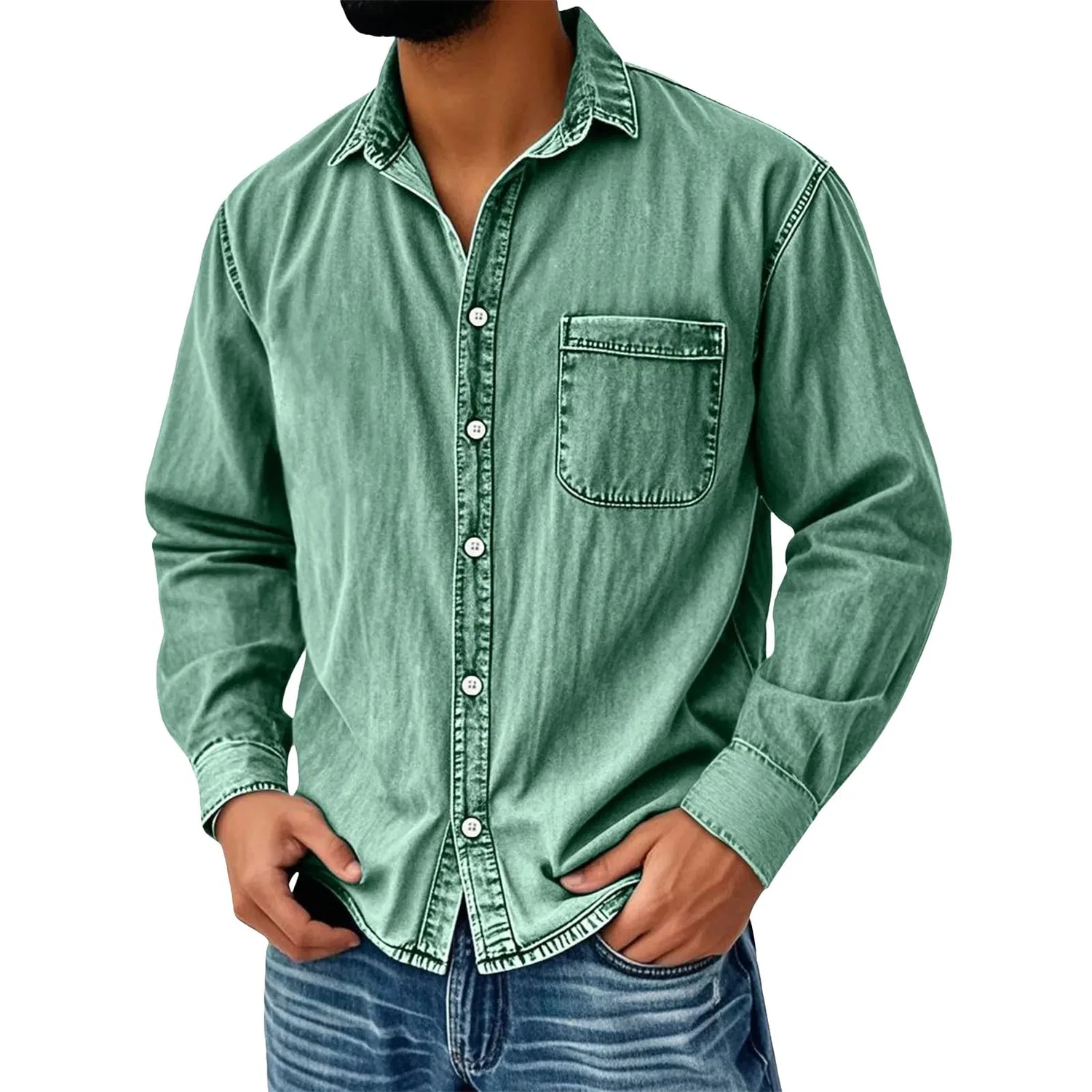 Мужская рубашка с длинным рукавом Vintage, Light Green