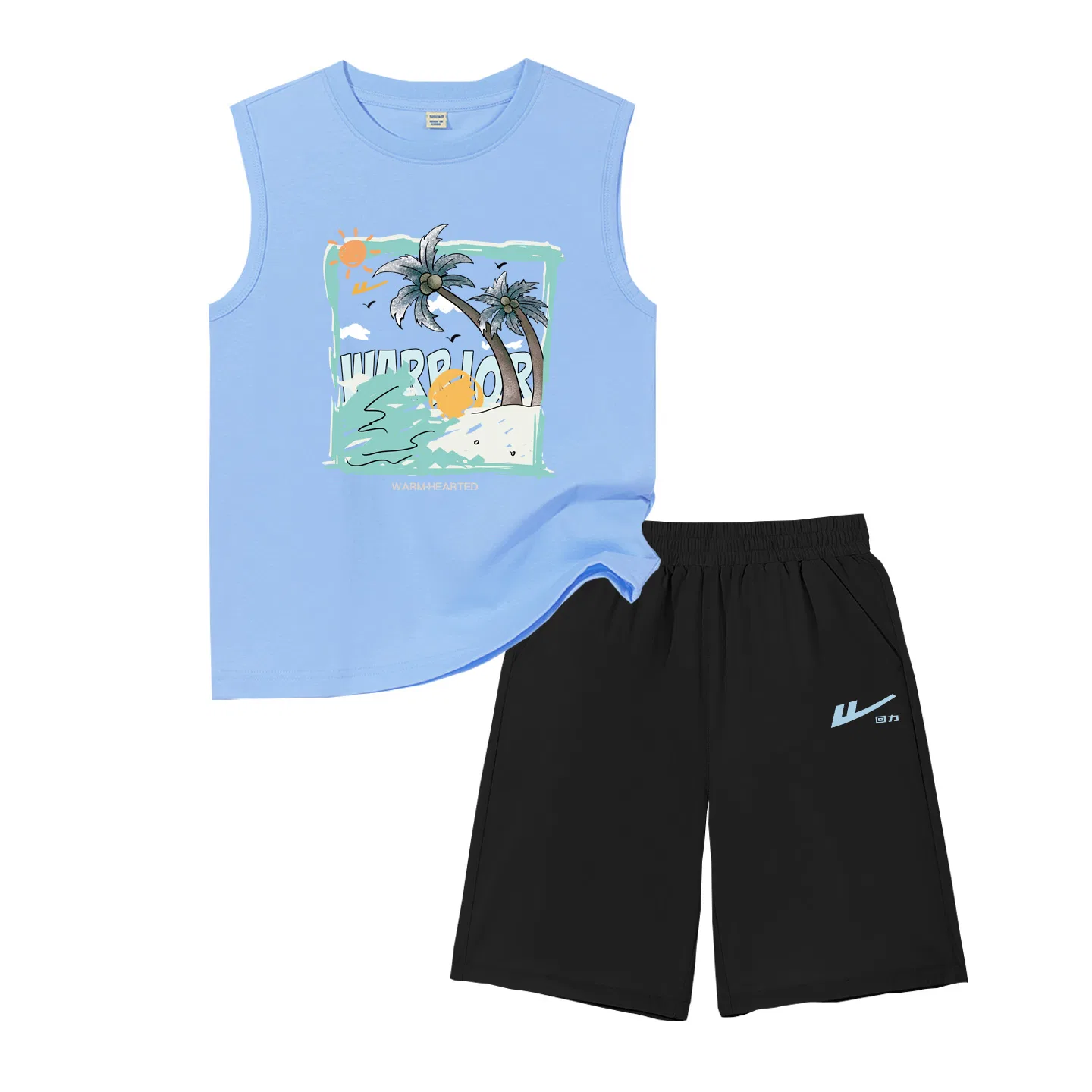 Детский спортивный комплект с принтом, Blue/H Crayon Landscape-Black/H Returnable Sky Blue K, WARRIOR