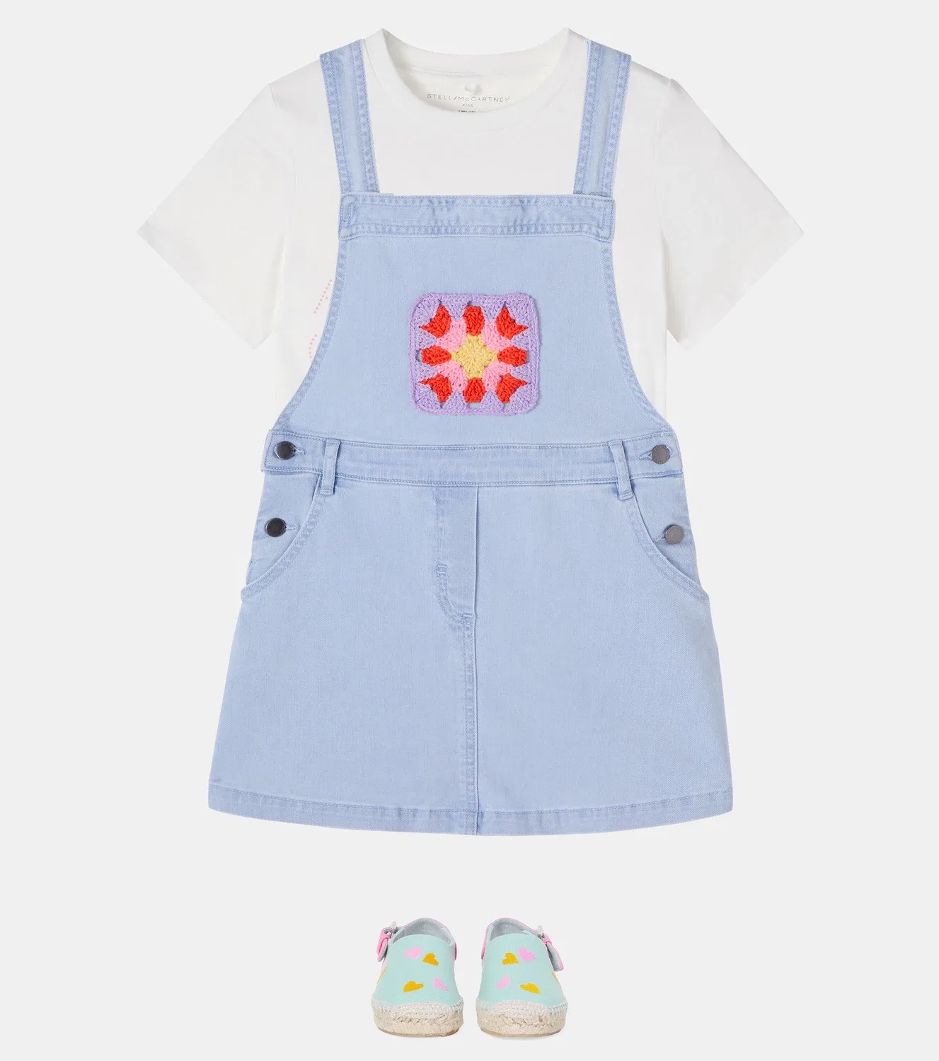 Платье джинсовое с отделкой крючком Stella Mccartney Kids, Light Blue — фото 2