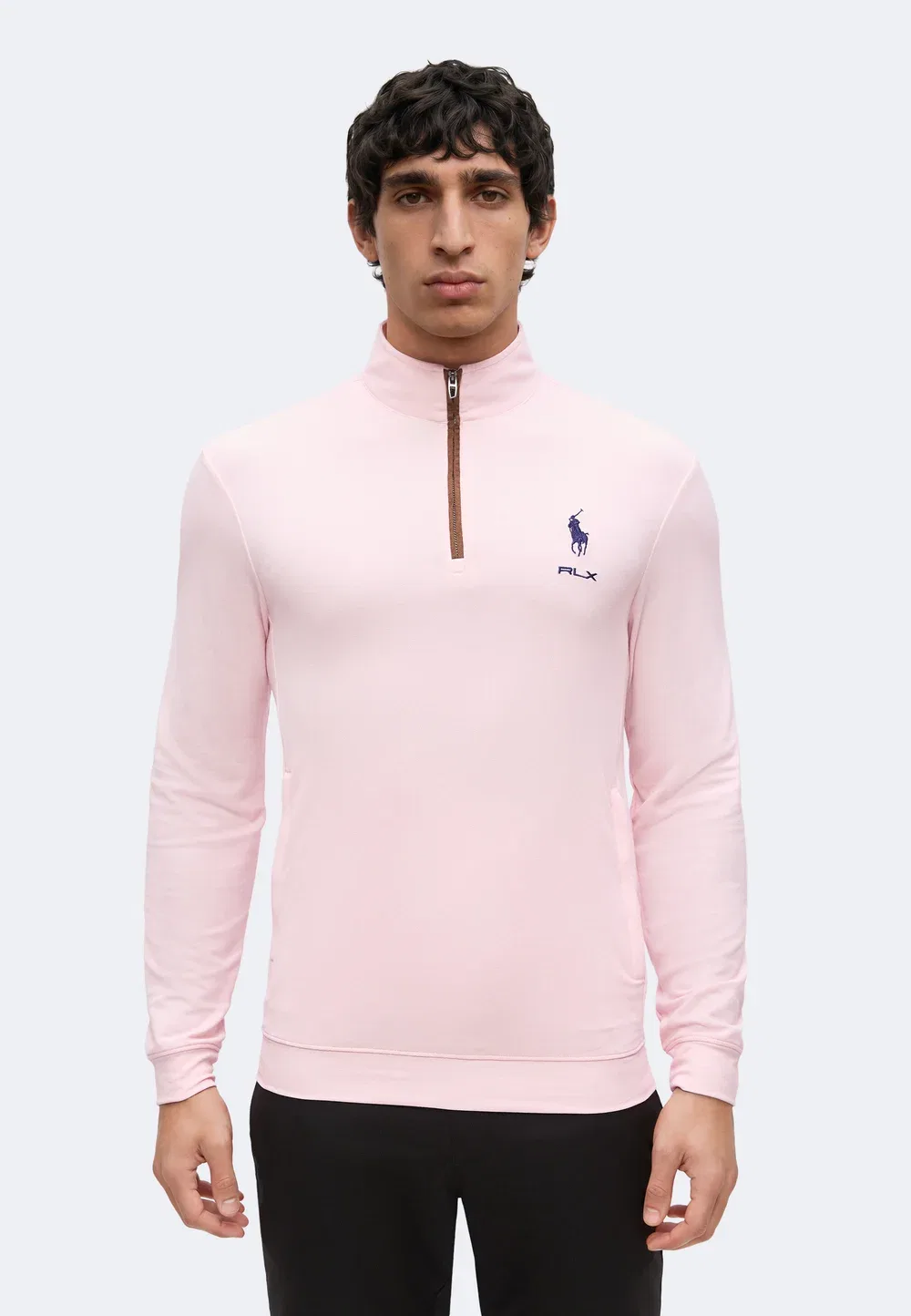 Футболка с застежкой-молнией до середины груди и длинными рукавами Polo Ralph Lauren, Powder Pink