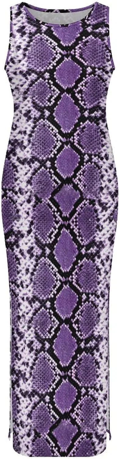 Женское платье с принтом змеиной кожи Cheongsam, Purple — фото 4