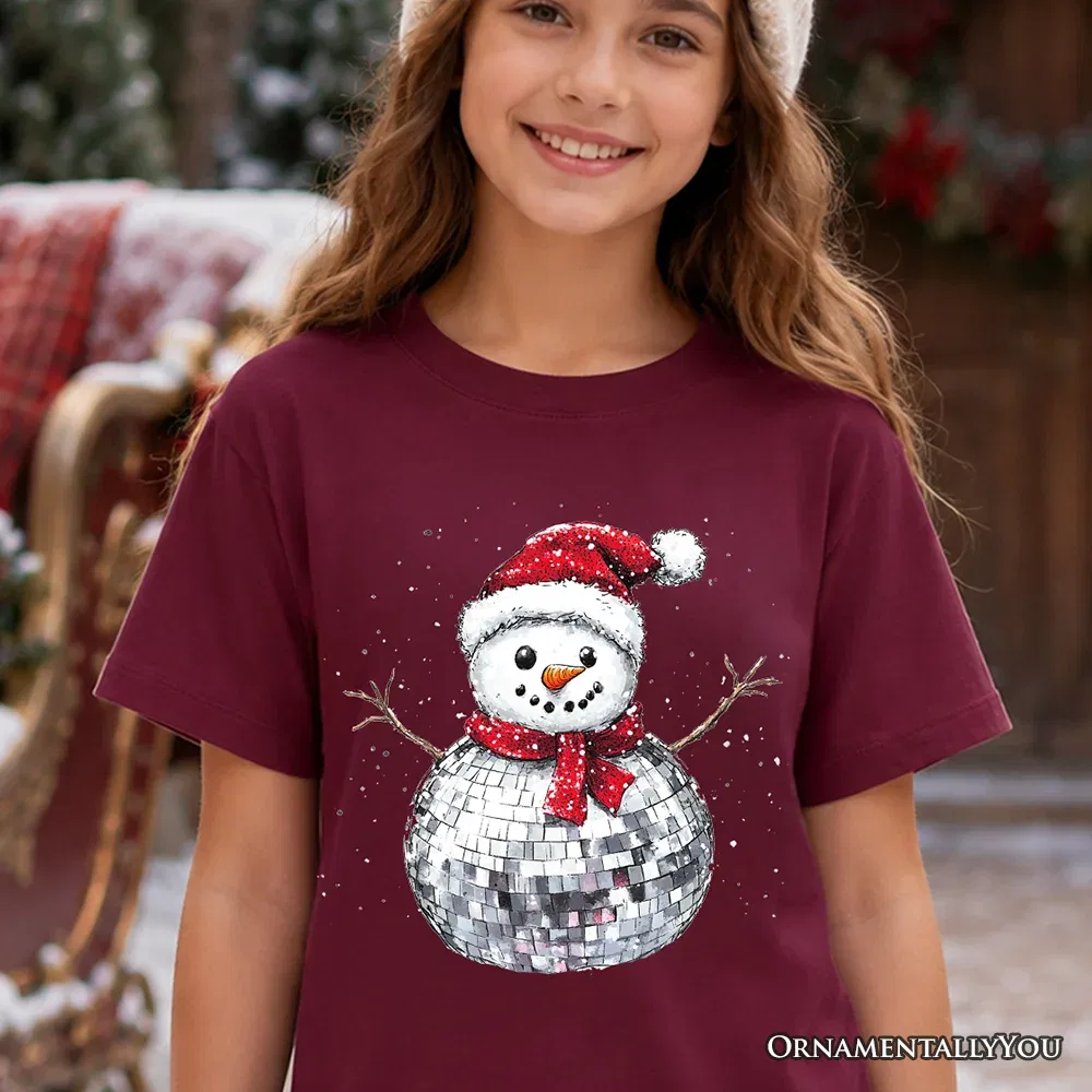 Детская футболка для мальчиков с принтом Retro Disco Snowman OrnamentallyYou, черный — фото 2
