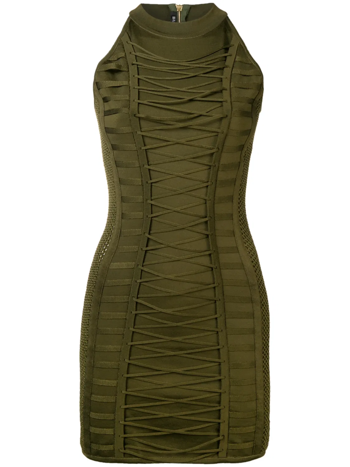 Платье в рубчик Balmain, зеленый