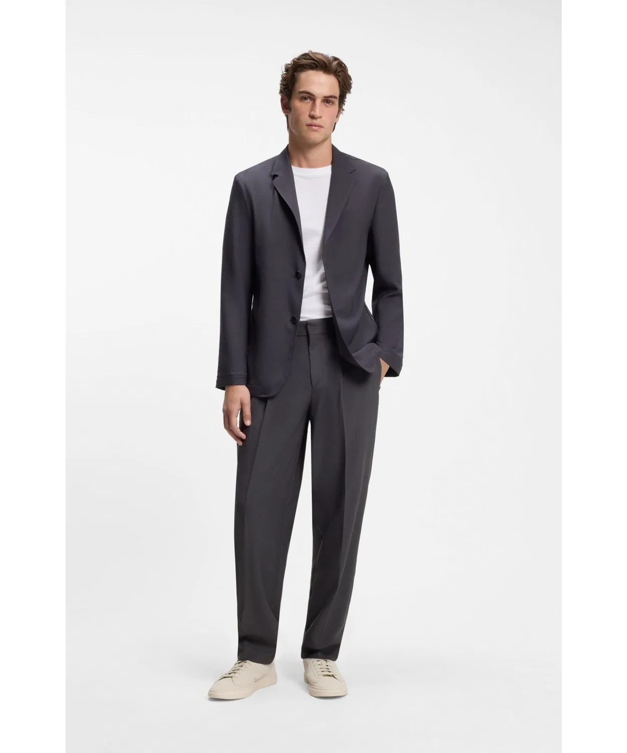 Мужские брюки свободного кроя из стрейч-материала BOSS, Dark Grey — фото 3