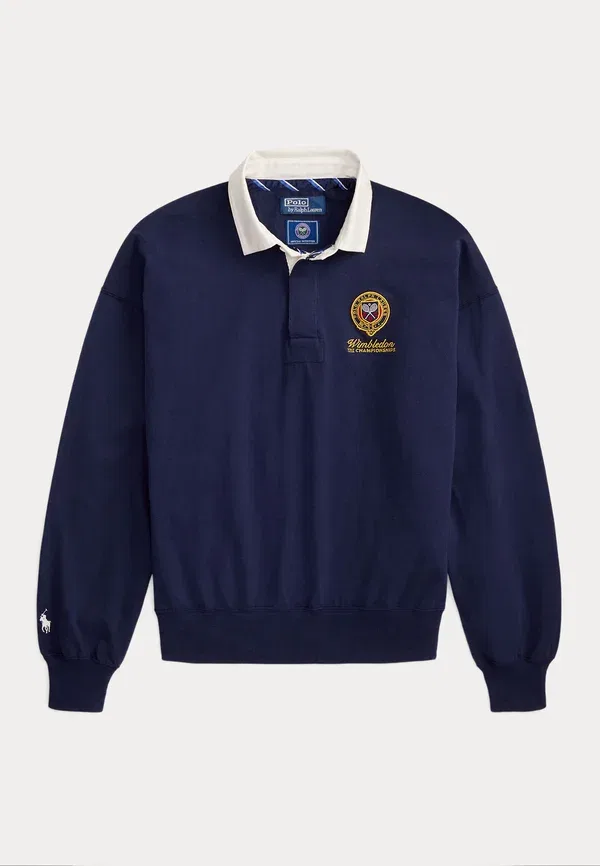 Свитшот хлопковый Wimbledon logo jersey rugby pullover Polo Ralph Lauren, Refined темно-синий — фото 4