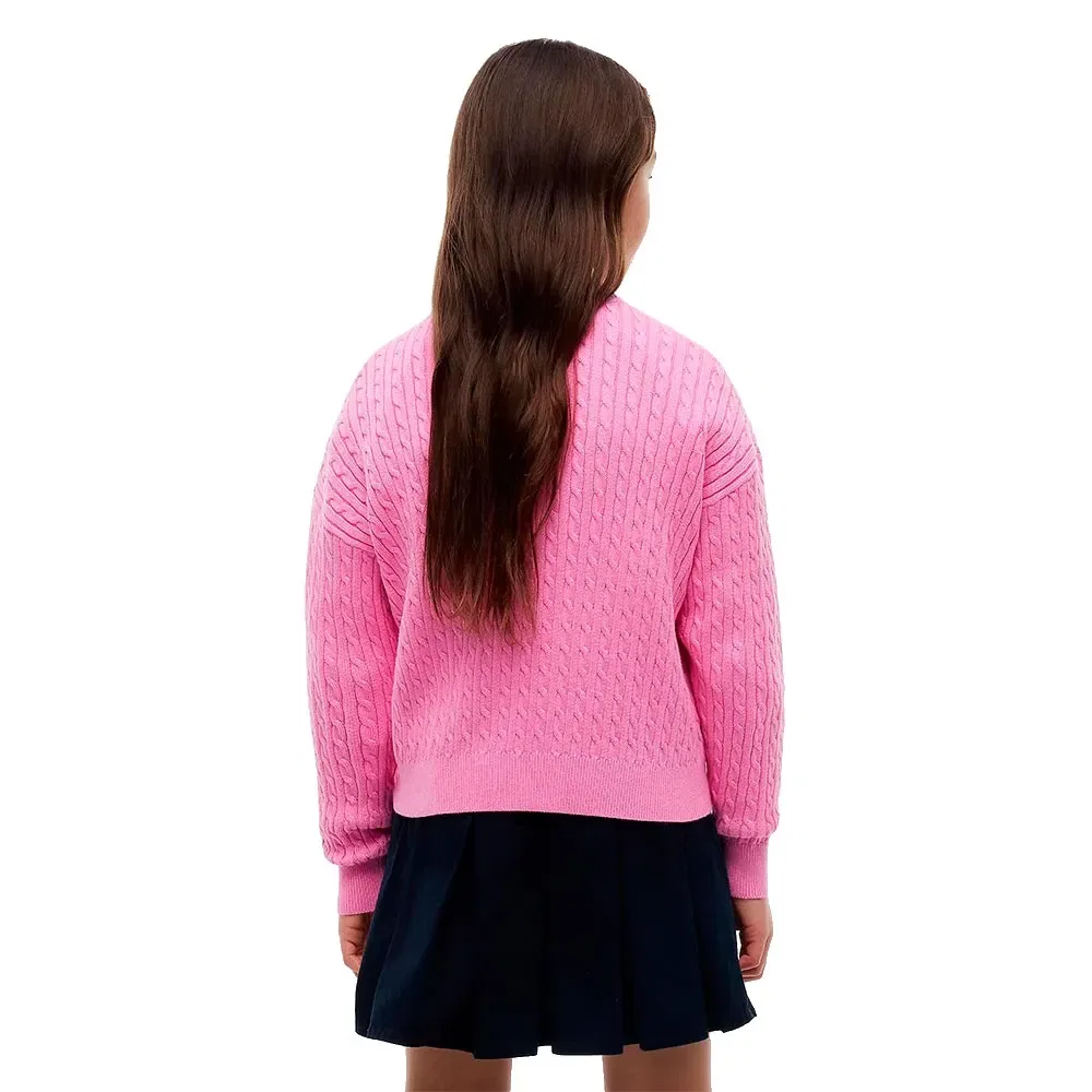 Детский свитер для девочек с узором Cable Knit Tommy hilfiger, Pink — фото 2