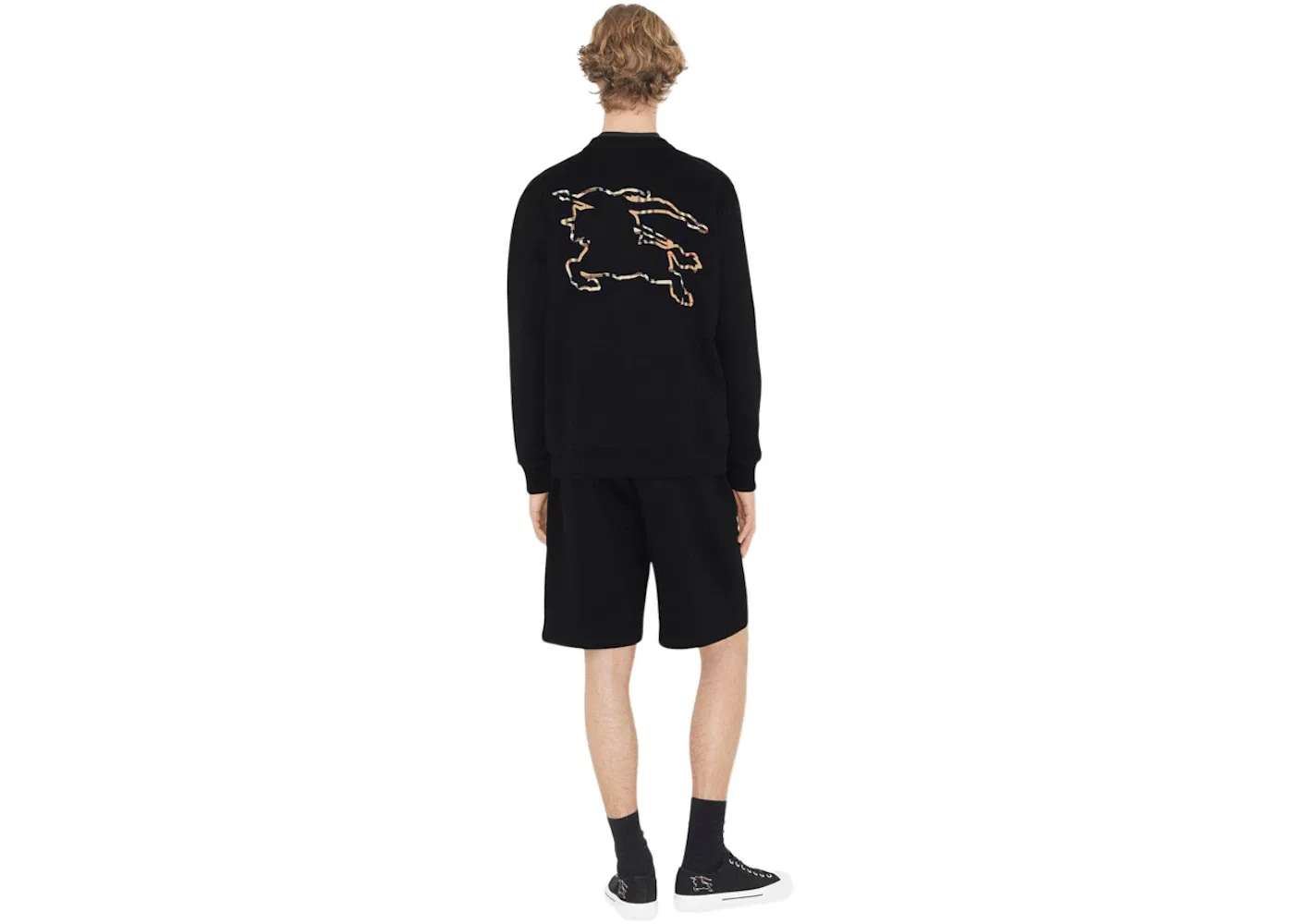 Мужской свитшот хлопковый Burberry Check EKD Cotton Sweatshirt Burberry, Black — фото 2