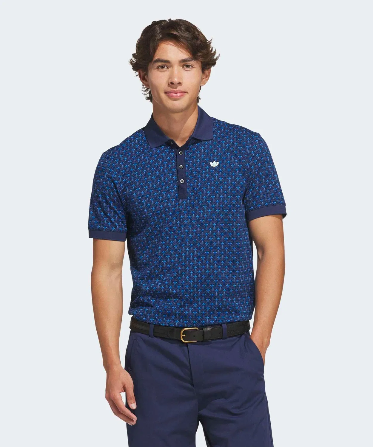 Мужская классическая футболка-поло с принтом Origimals All-Over Trefoil Polo Adidas, Blue Other 2