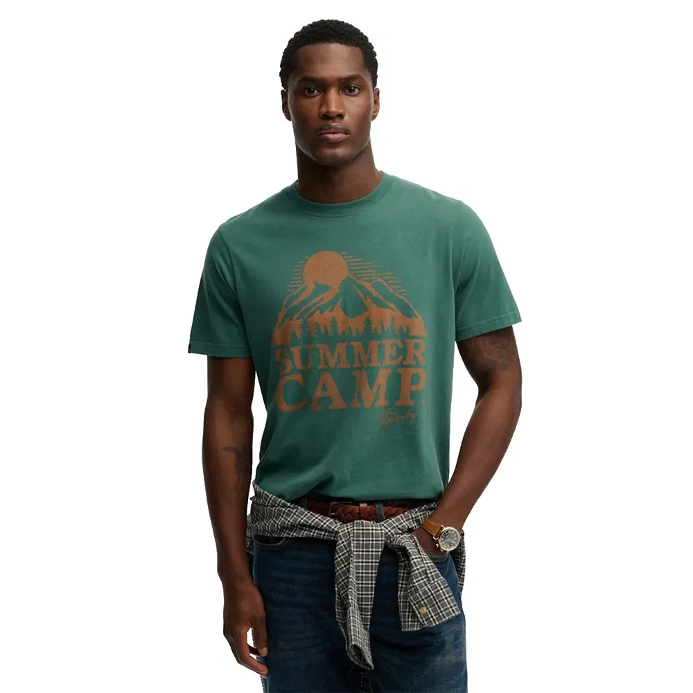 Футболка с коротким рукавом Retro Outdoor Relaxed Fit Superdry, зеленый