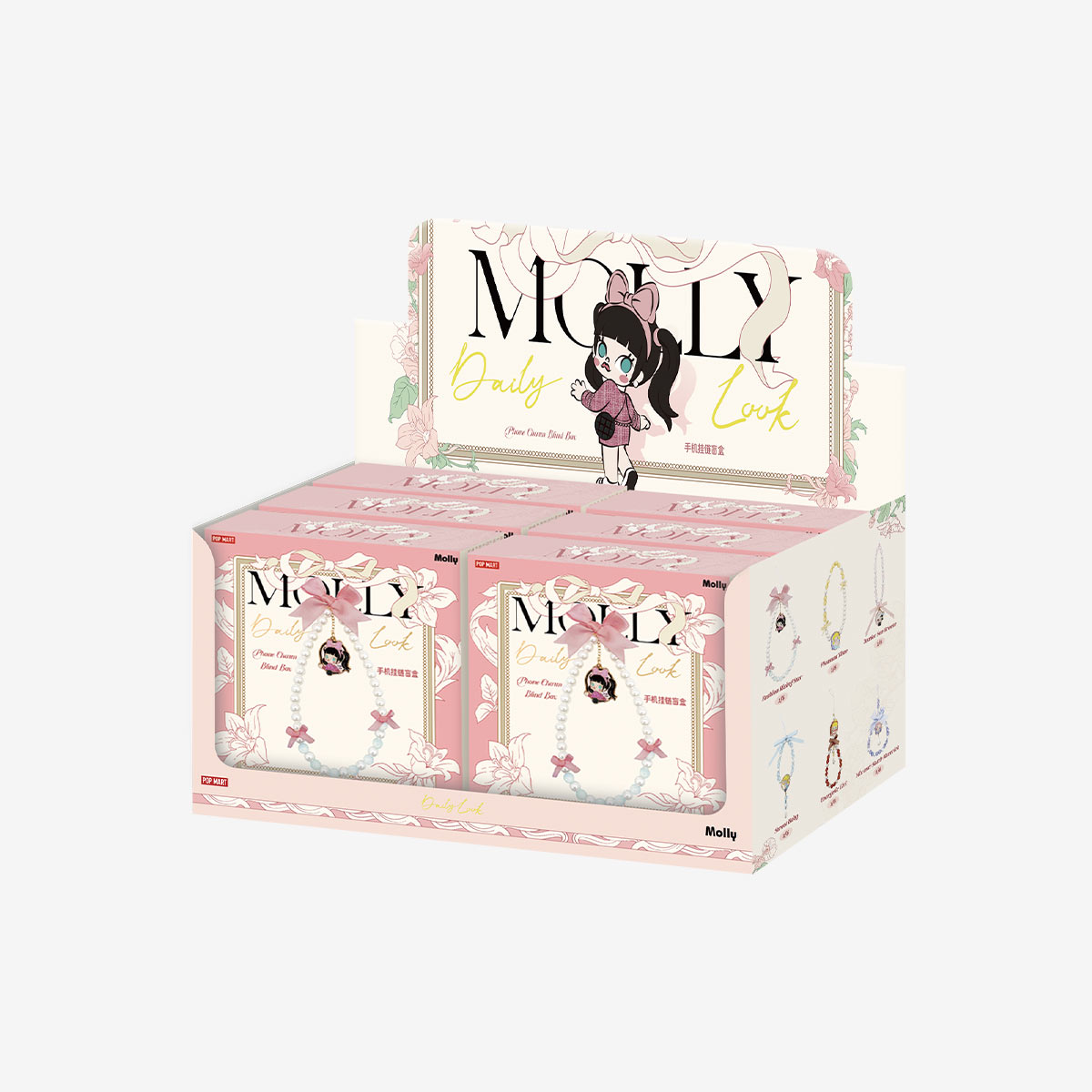 

Бокс с шармами на телефон Pop Mart MOLLY Daily Look Series, 6 предметов