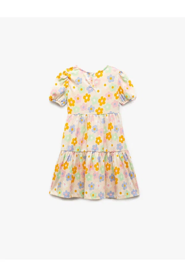 Детское платье для девочек с коротким рукавом Koton, Ecru Patterned — фото 2