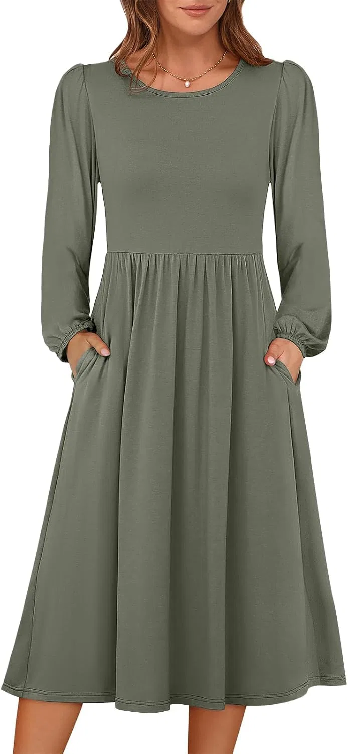 Женское свободное миди-платье с принтом, Army Green