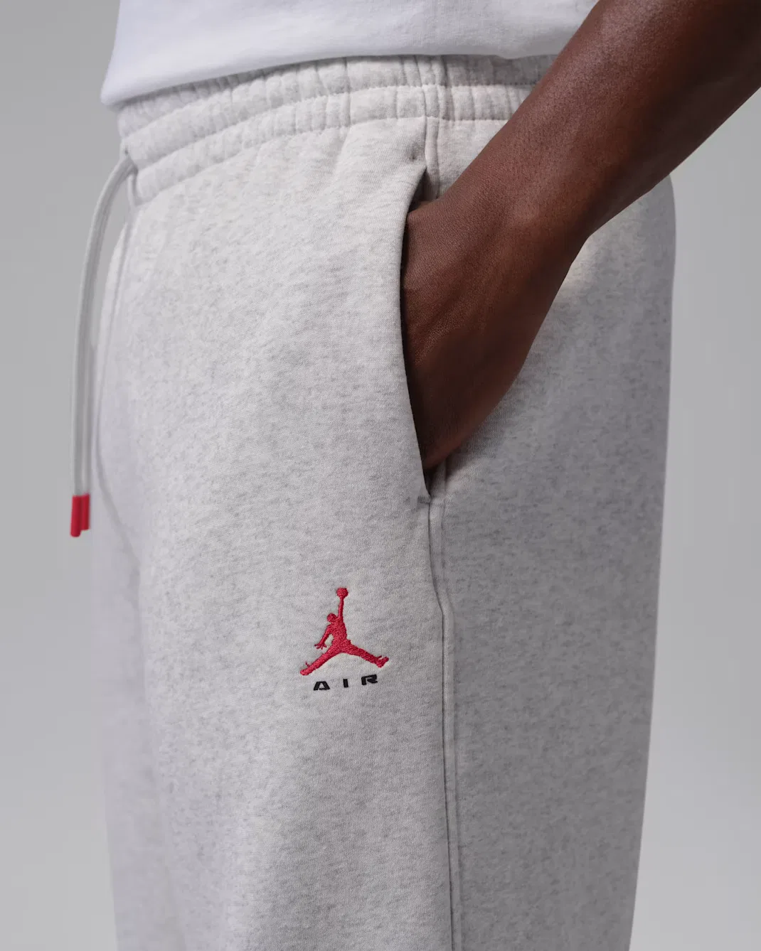 Мужские флисовые брюки с открытым низом от Statement Jordan Brooklyn, Neutral Grey/Heather/University Red — фото 3