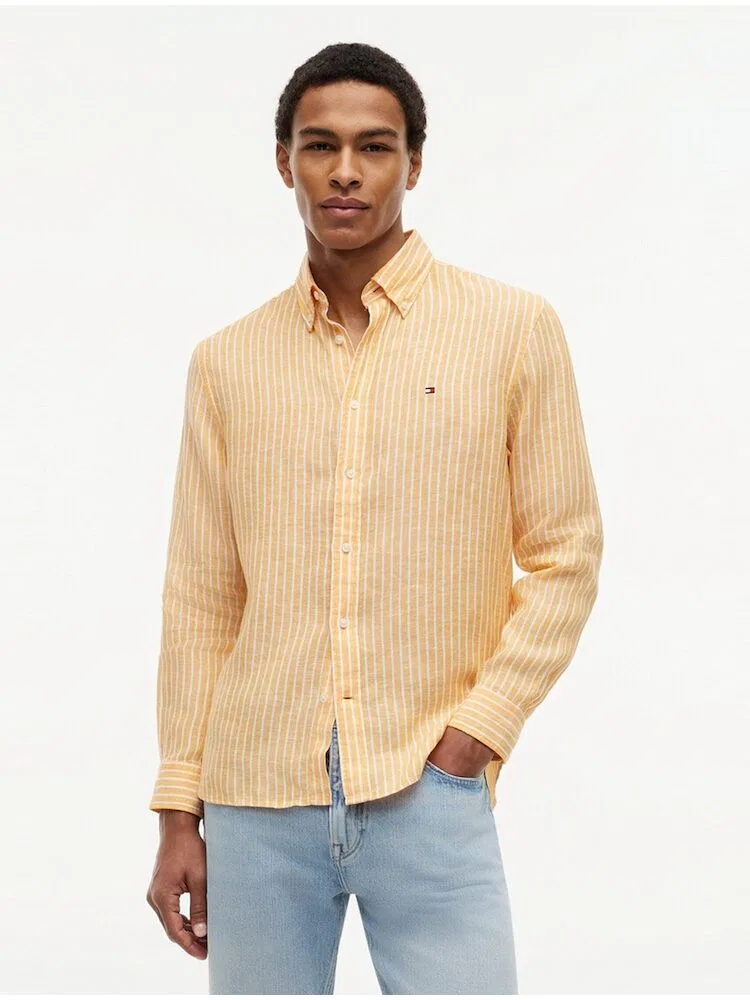 Рубашка с длинным рукавом из льна, Bengal Stripe TOMMY HILFIGER, Bronze