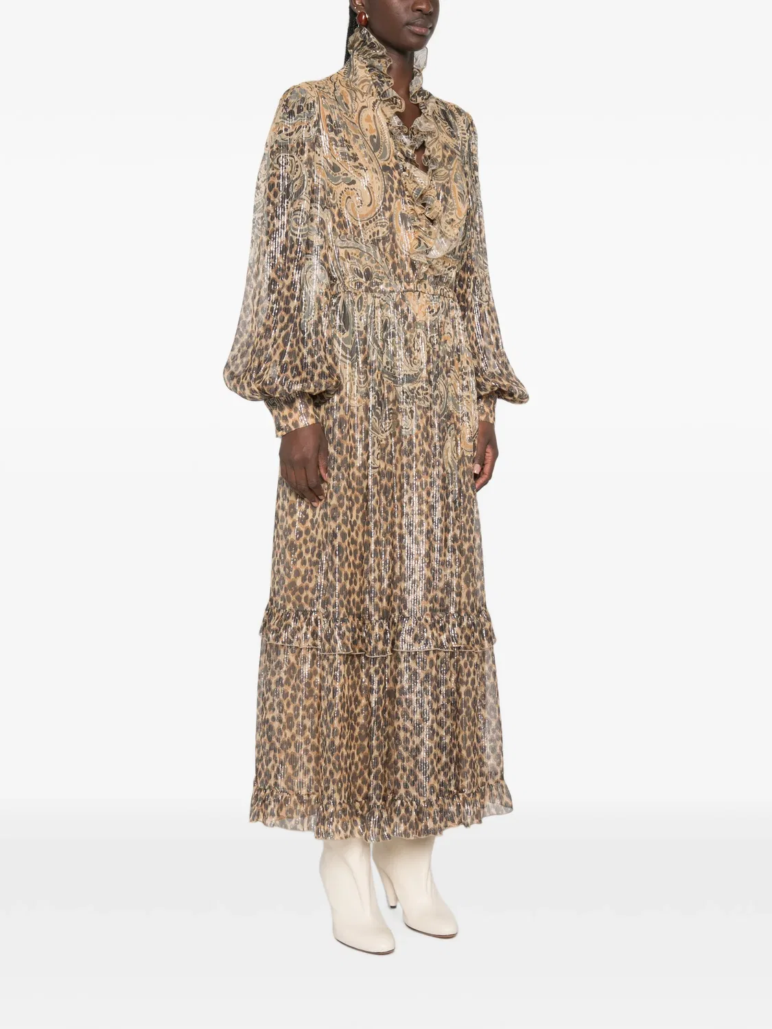 Платье макси с леопардовым принтом Etro, нейтральные цвета — фото 3