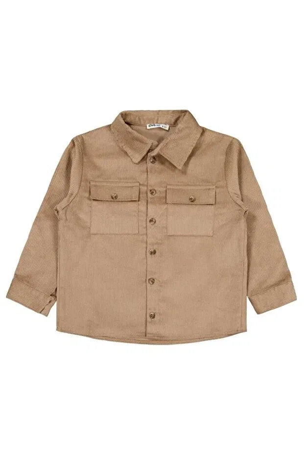 Детская рубашка для мальчиков с длинным рукавом Double Pocket Velvet Shirt Civil Boys, Taupe
