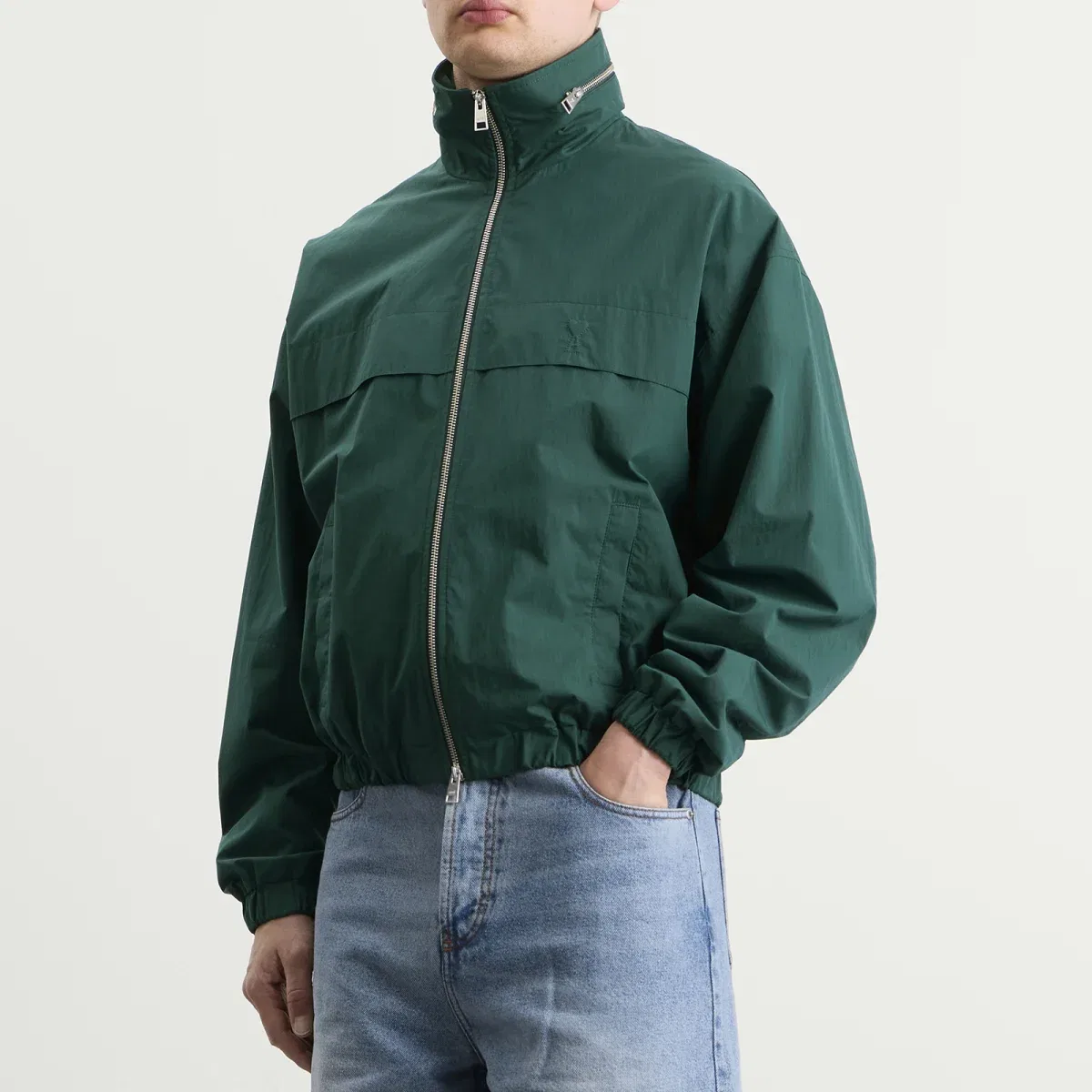 Ветровка из хлопка и нейлона с капюшоном Cotton Nylon Windbreaker with ADC Ami Paris, Vert Sapin — фото 2
