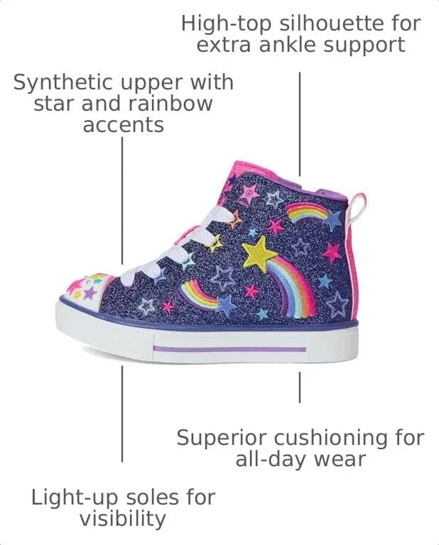 Детские кроссовки для девочек Twinkle Sparks Tutu Shine Skechers, Navy/Multi — фото 3
