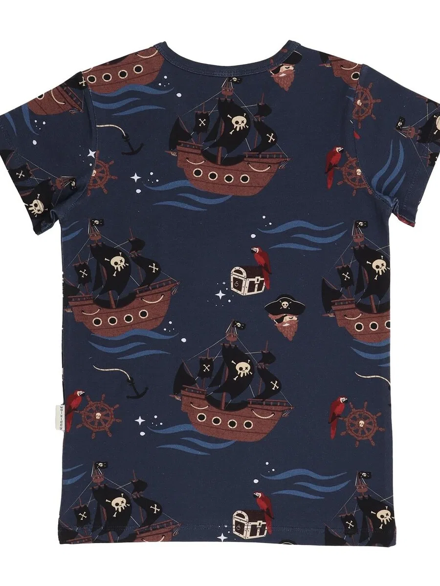 Футболка Walkiddy «Пиратские корабли» темно-синего цвета
