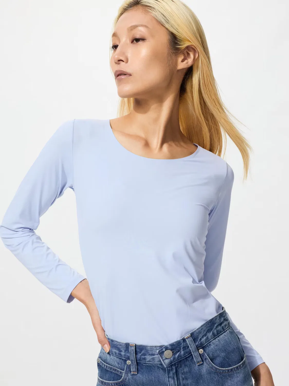 Футболка Uniqlo Airism UV Protection, с защитой от ультрафиолета, светло-голубой