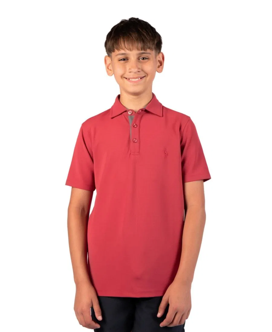 Поло с микрогрид-текстурой, с коротким рукавом Tailorbyrd, Sunwashed Red