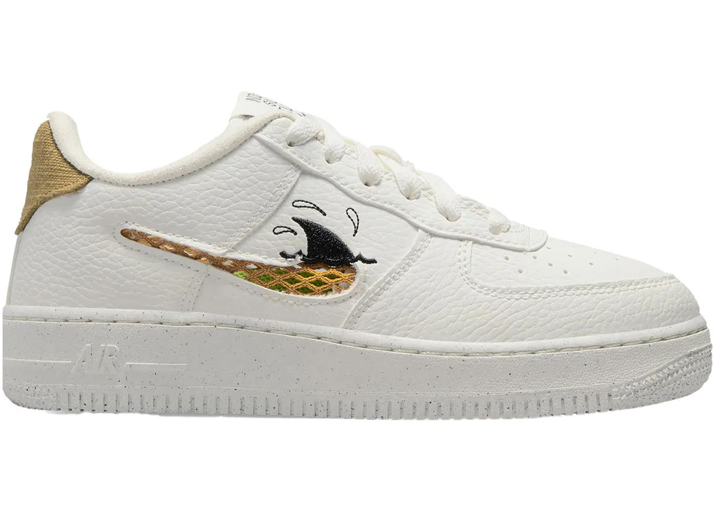 Детские кроссовки с принтом Nike Air Force 1 Low '07 LV8 Nike, Sail/Black/Wheat Grass/Sanded Gold