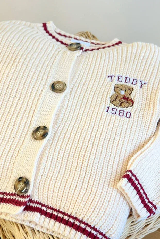 Детский кардиган для девочек с принтом Teddy Embroidered Cardigan Noblekids, Multicolor — фото 4