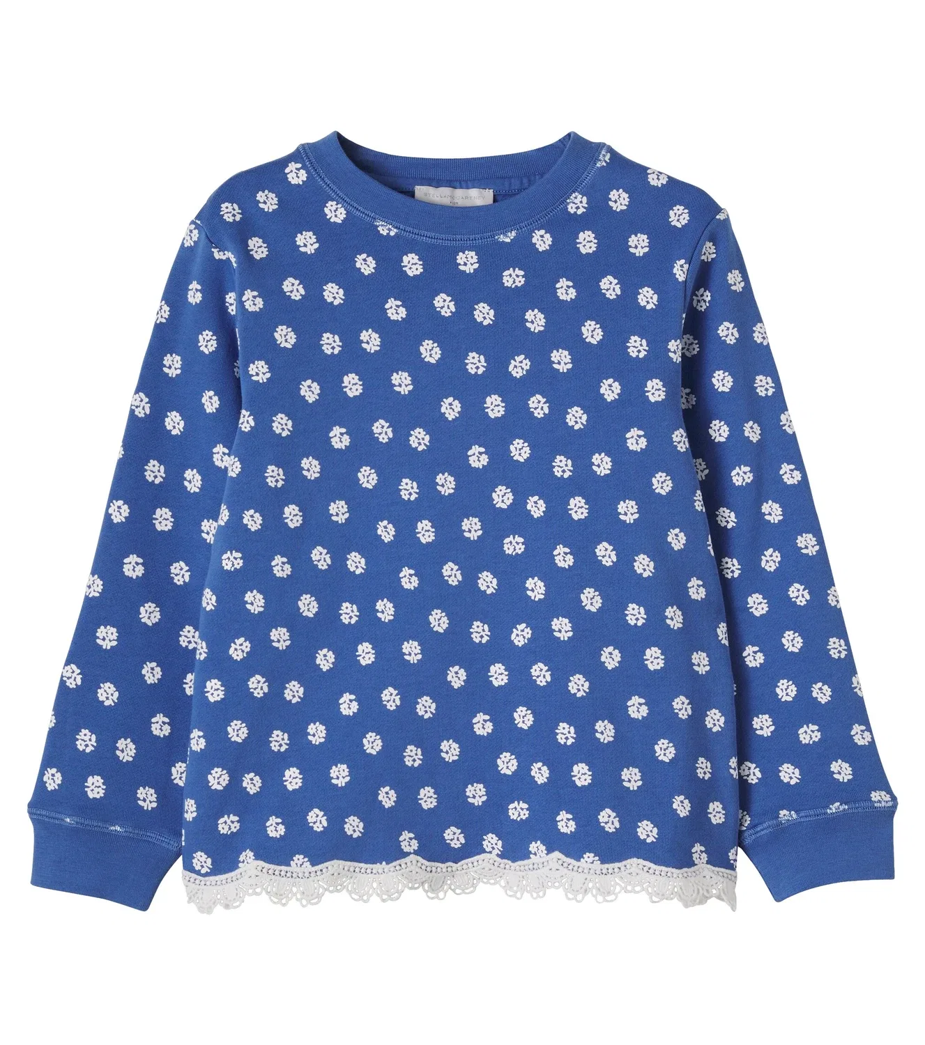 Свитшот хлопковый с цветочным принтом Stella Mccartney Kids, синий