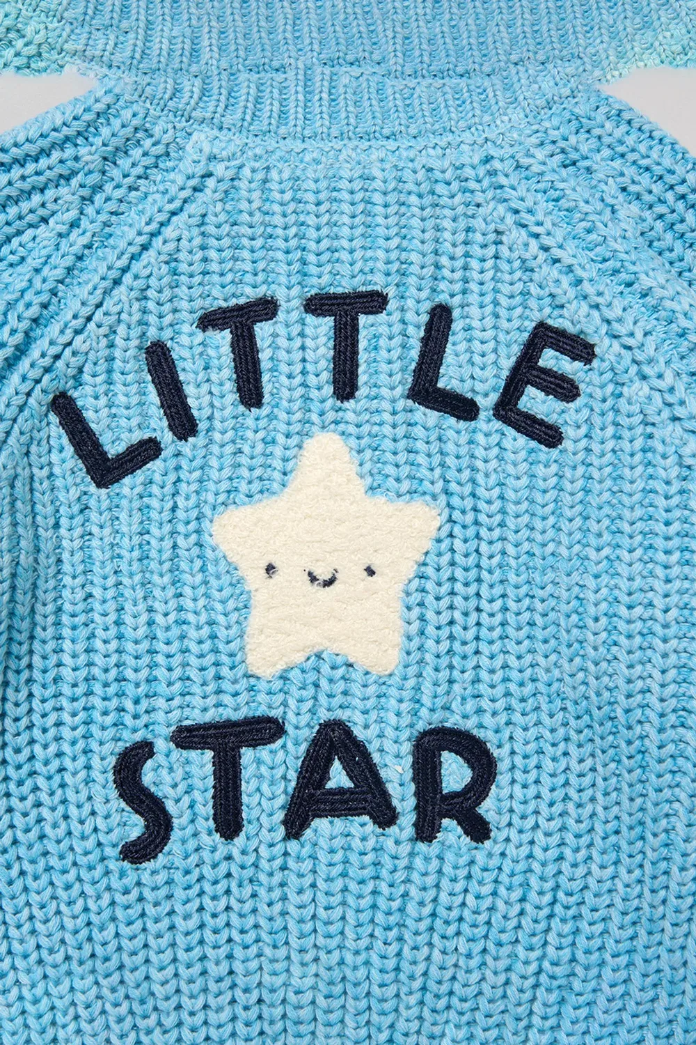 Детский вязаный кардиган с вышивкой Little Star Rock A Bye Baby, Blue — фото 2