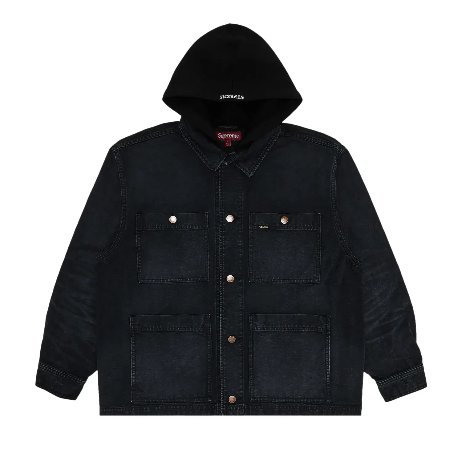 Куртка с капюшоном Supreme Worn Hooded Chore Coat, Black